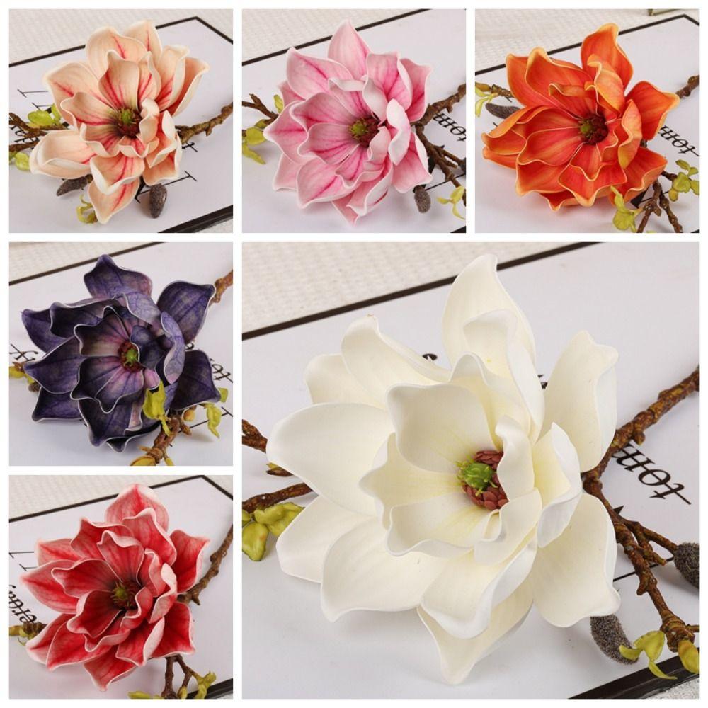 EVA Artificial Magnolia Branch Real Touch Artificial Orchid Flowers Fake Flower Wedding Decor