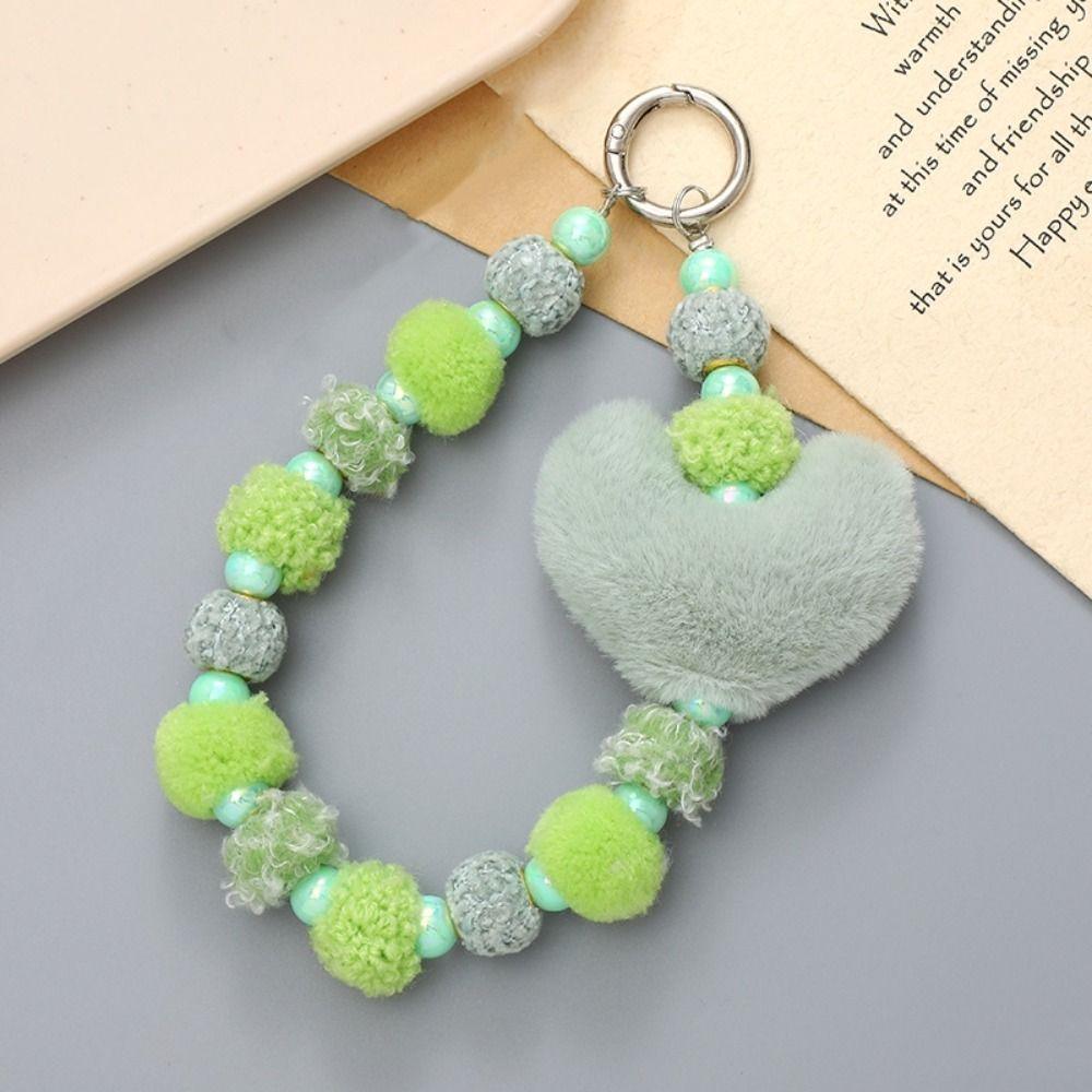 Soft Loveheart Beaded Keychain Colorful Loveheart Beaded Bracelet Female Lady Girl