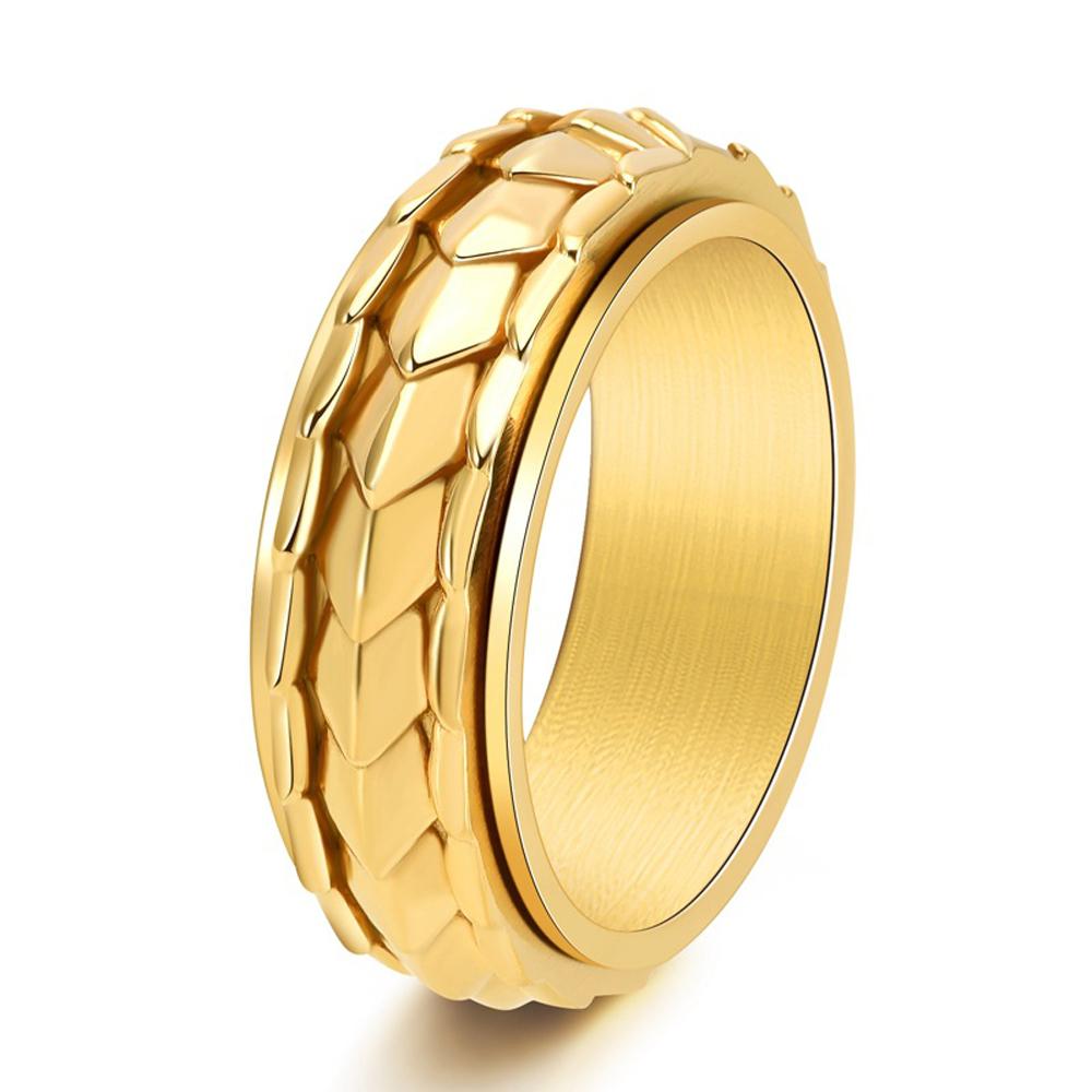 Оригинальное Мужское Кольцо Чешуя Дракона Сладкий и Крутой Стиль Вращающееся Кольцо-Спиннер из Титановой Стали Ювелирное Украшение Аксессуар