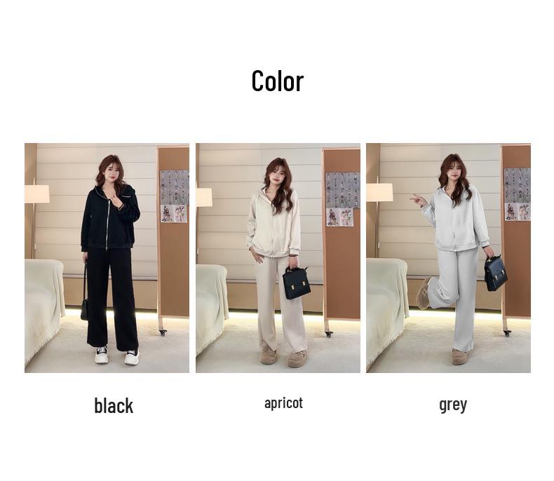 Комплект из двух предметов: толстовка большого размера: Повседневный трикотажный топ с длинным рукавом и свободные брюки для женщин