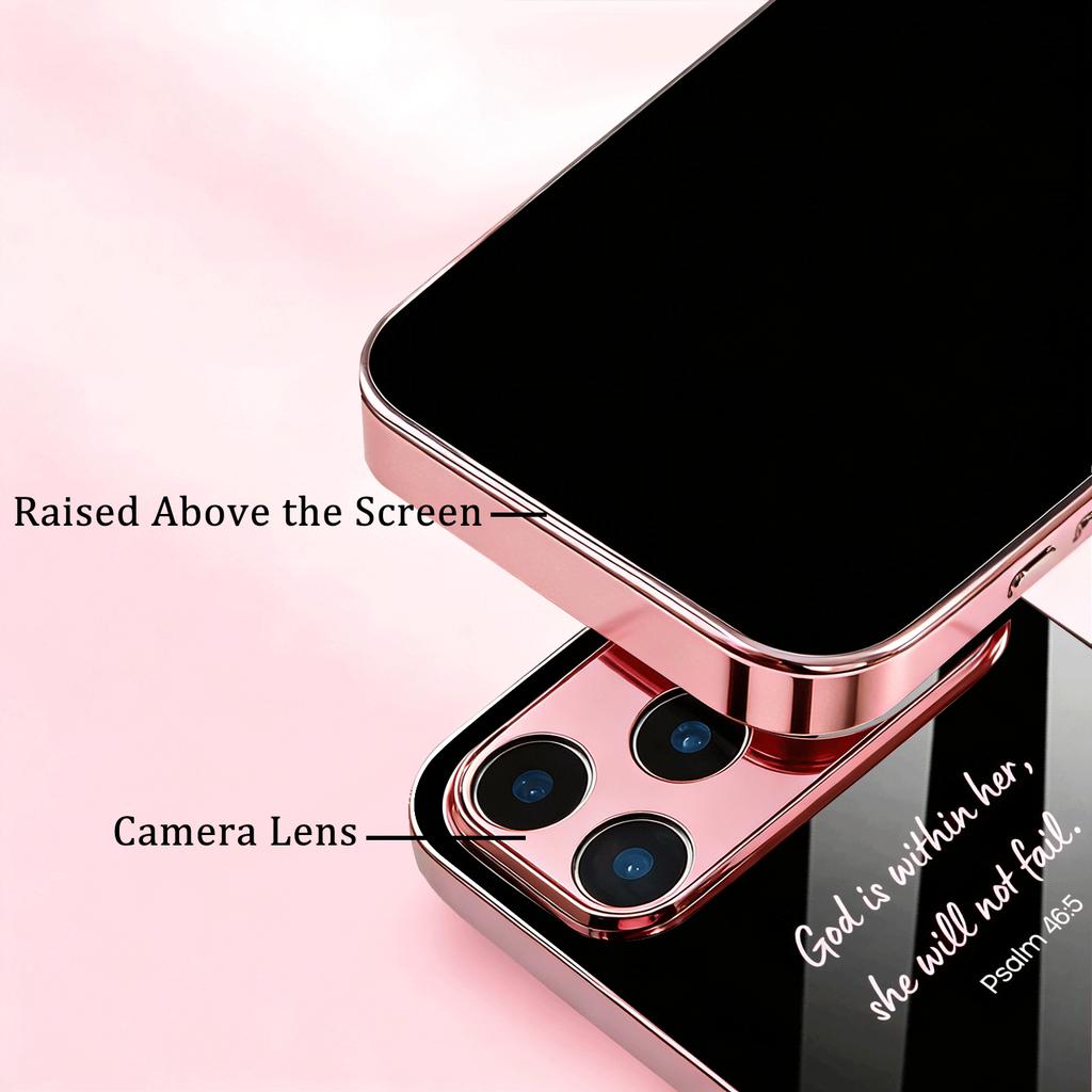 Псалом 46 (Премиум):5 Печатных Чехлов с Цитатами для iPhone 17, Модные Чехлы для Телефона, Стеклянный Чехол для iPhone 17 16 15 14 13 12 pm Pro Plus