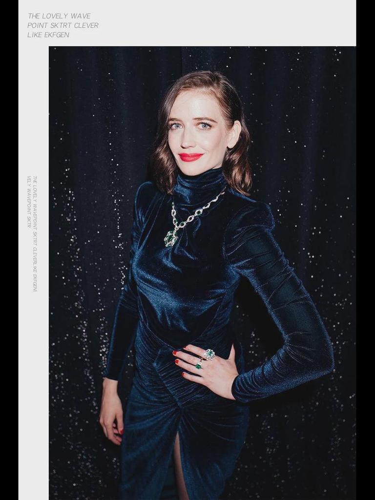 Осеннее платье 2025 года из темно-зеленого бархата с высоким разрезом, украшенное звездами, асимметричное длинное платье