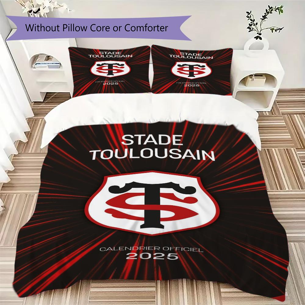 Stade Toulousain Pattern Bedding uilt Set uilt Cover Pillowcase Home Decoration Birthday Gift (1 * duvet cover + 2 * pillowcase without core)178