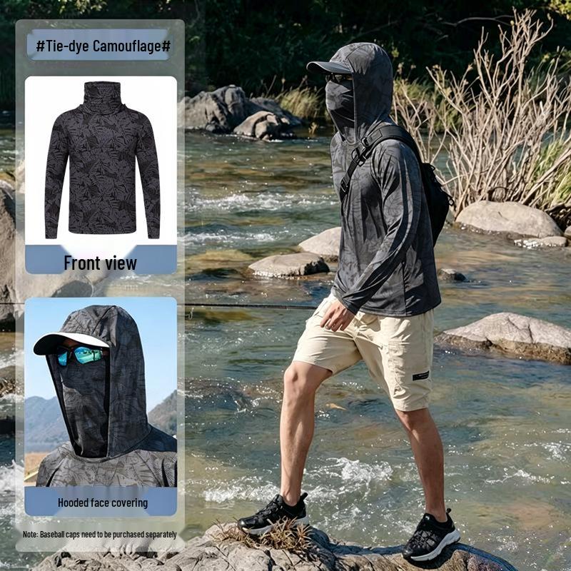 Men's UV Protection Quick-Dry Fishing Suit - Lightweight Summer Ice Silk with Sun Protection Face Covering