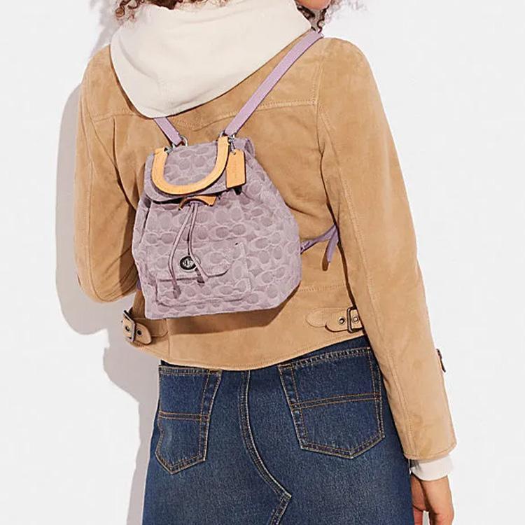Coach Riya 23 Solid Color Letter Logo Lock Classic Floral Fabric Backpack Women backpack Pink CJ833-LHPPU
