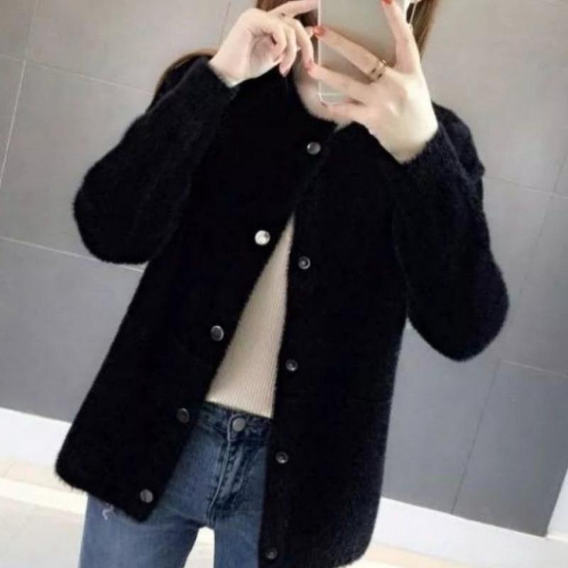 Осенне-зимний свитер из норки, пальто, новинка 2022, женский свободный бархатный кардиган с длинными рукавами, женский цветной пиджак, топ женский