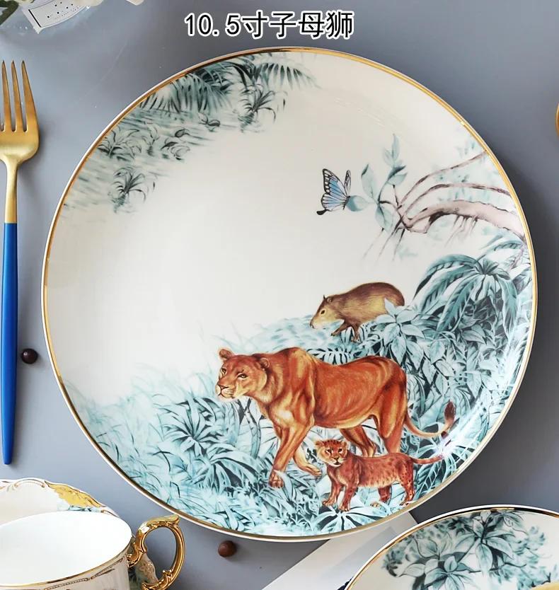 Nordic Ins Wind Ceramic Plates Dishes Bone China Animal Dessert Fruit Snack Plate Home Dinnerware Decoration