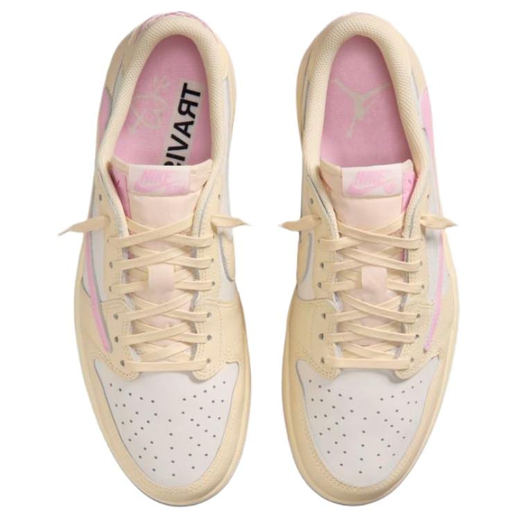 Jordan X Travis Scott Air Jordan 1 Low OG Розовый Крючок Кожаная Амортизация Низкий Верх Винтажные Баскетбольные Кроссовки Мужские IQ7604-100