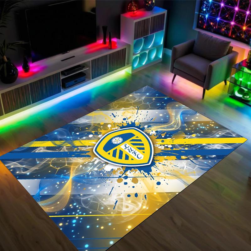 Leeds United Football Design Crystal Velvet Carpet Cozy Non?Slip Printed Rug For Bedroom Living Room Entrance