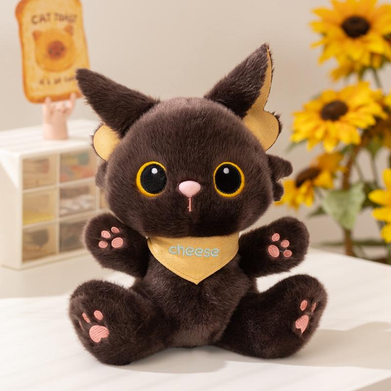 Новые Милые Плюшевые Игрушки Животные Волк Медведь Черный Кот Мышь Плюшевые Мини Набитые Животные Подвеска на Сумку Кавайный Брелок для Рюкзака для Девочки
