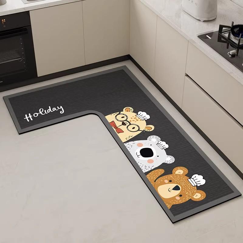 Г-образный абсорбирующий кухонный коврик - мягкий, устойчивый к грязи, простой в уходе, напольный коврик с диатомовой грязью