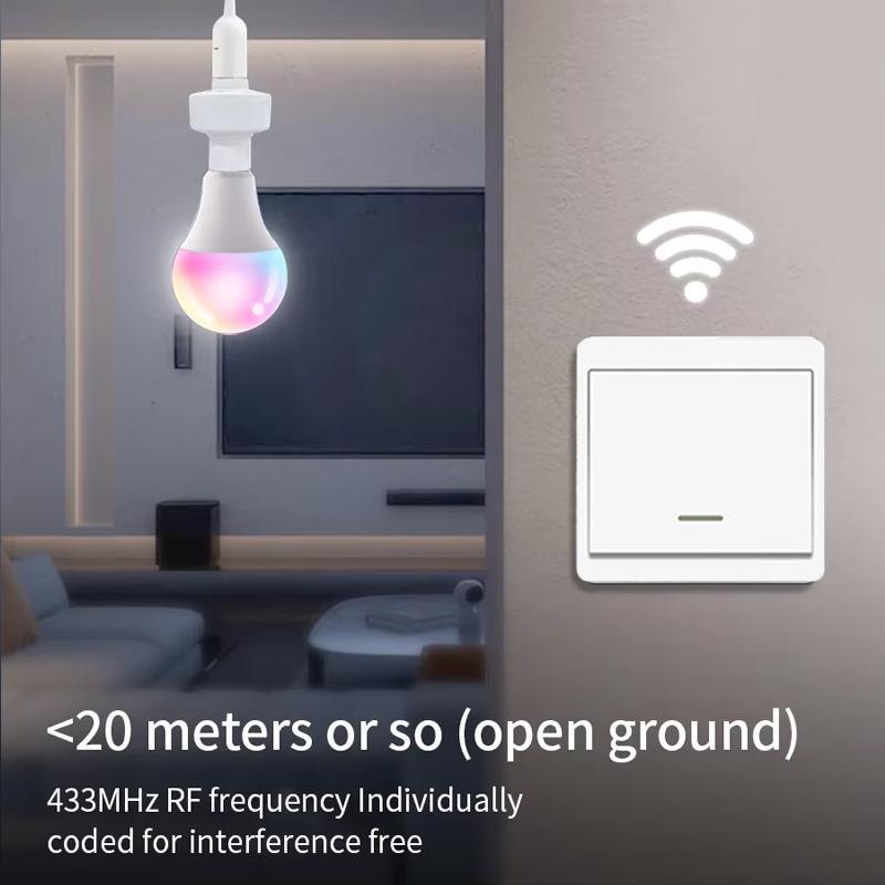 Умная светодиодная лампа E27 RGB с радиочастотным пультом 433 МГц и Bluetooth-управлением, беспроводная настенная розетка-выключатель с приложением Tuya для домашнего освещения AC 220 В