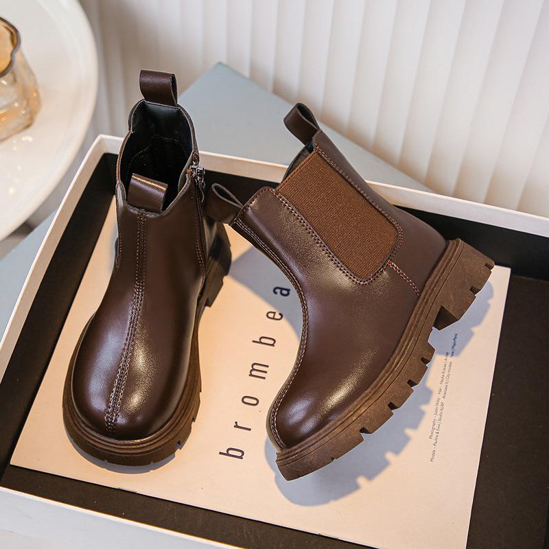 Spring and Autumn Girls Fashion Short Boots Bright Leather Shoes Children Waterproof Non-slip Snow Boots Baby Sport Shoes Sneaker