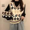 Women's Sleeveless Y2K Cartoon Cute V-Neck Knitwear Sweater Korean Winter Clothes Bustier Knit Vest For Women Pullovers