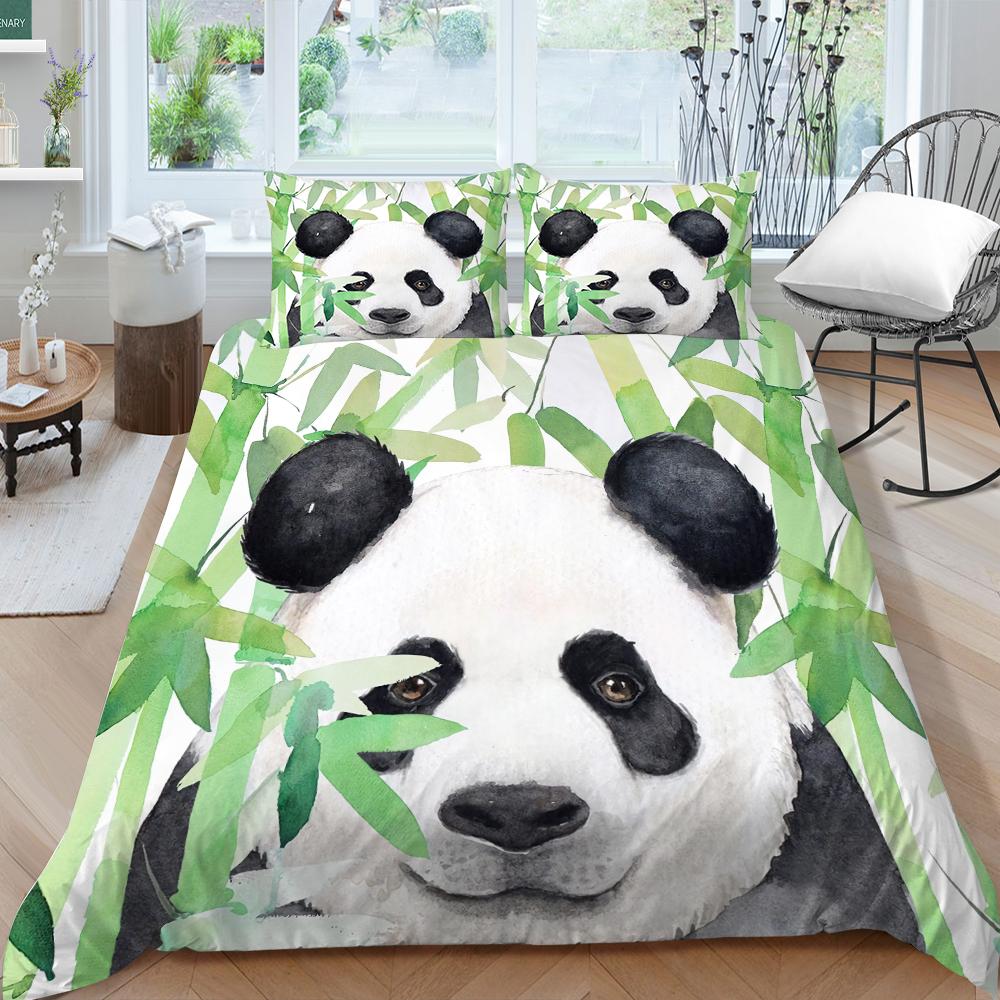 Новые модные комплекты пододеяльников с пандой, королевский размер, постельное белье, домашние покрывала с наволочкой, мягкие комплекты постельного белья с героями мультфильмов