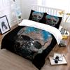 3Pcs Glitter Rhinestone Skull Bedding Set, Silver Blue Sparkle Skeleton Print 1 Duvet Cover 2 Pillowcases Single Double, Gift