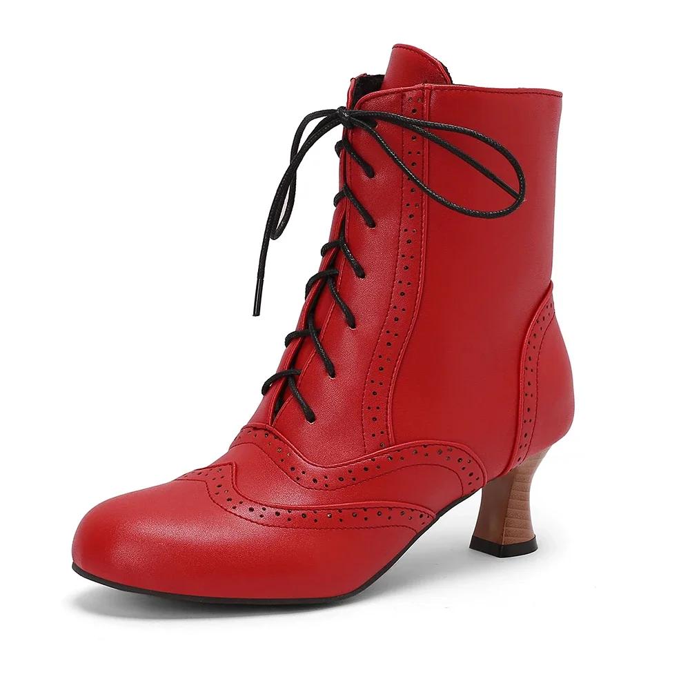 2024 Лидер продаж, новые модные броги с резными коричневыми, зелеными, белыми шнуровками, на высоком каблуке, ботильоны, женские ботинки, женская обувь, большой размер 43