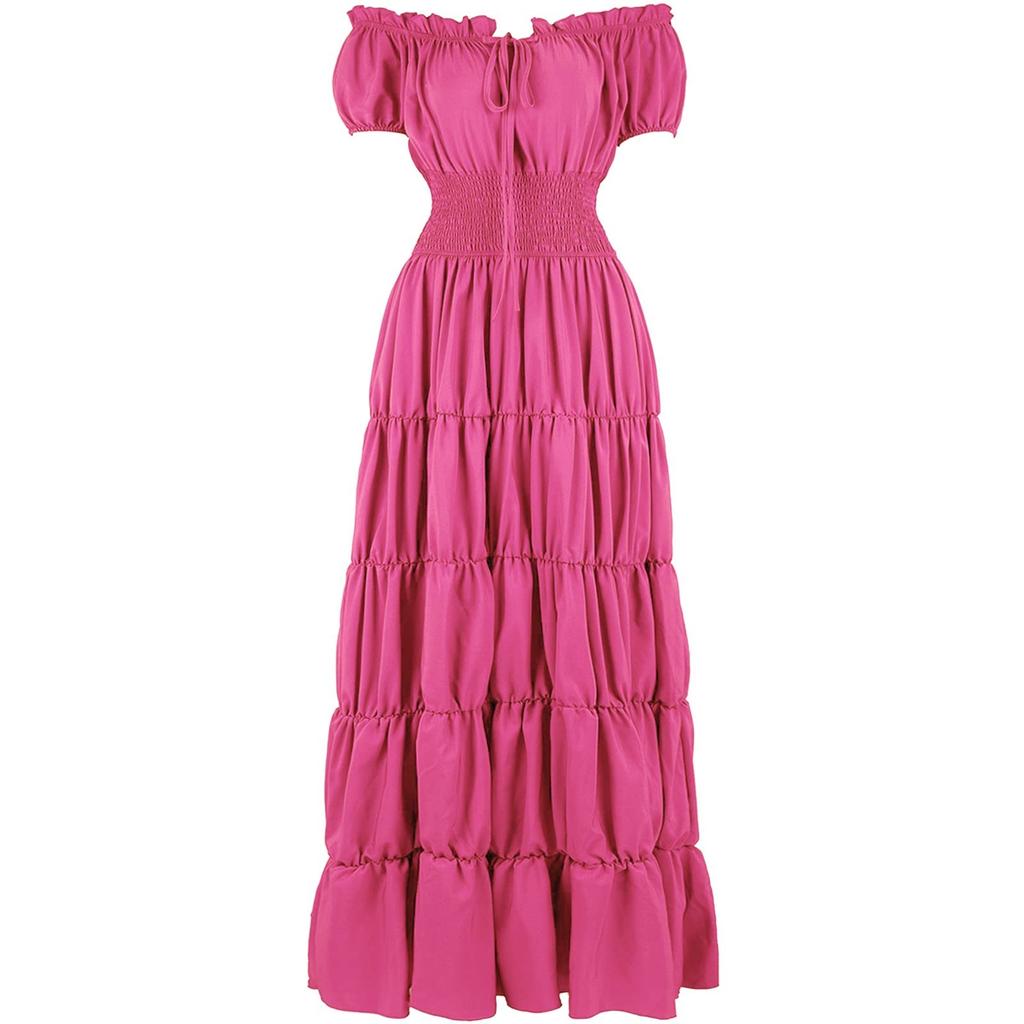 Dress For Women Stage Costume Halloween COS Retro Solid Color Waistband Dress Party Evening Night Long Dress