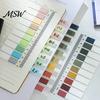 Student Stationery Supplies Index Sticker Tabs with Built-in Scale Ruler, Morandi Color Transparent Page Markers PET Markers, Compact Writable