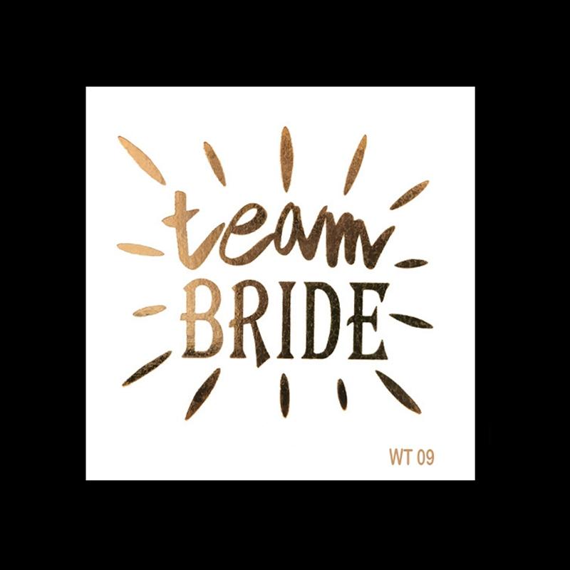10 шт., золотые наклейки для татуировок Team Bride Tribe, девичник, девичник, подружка невесты, свадебный душ, принадлежности для будущей невесты