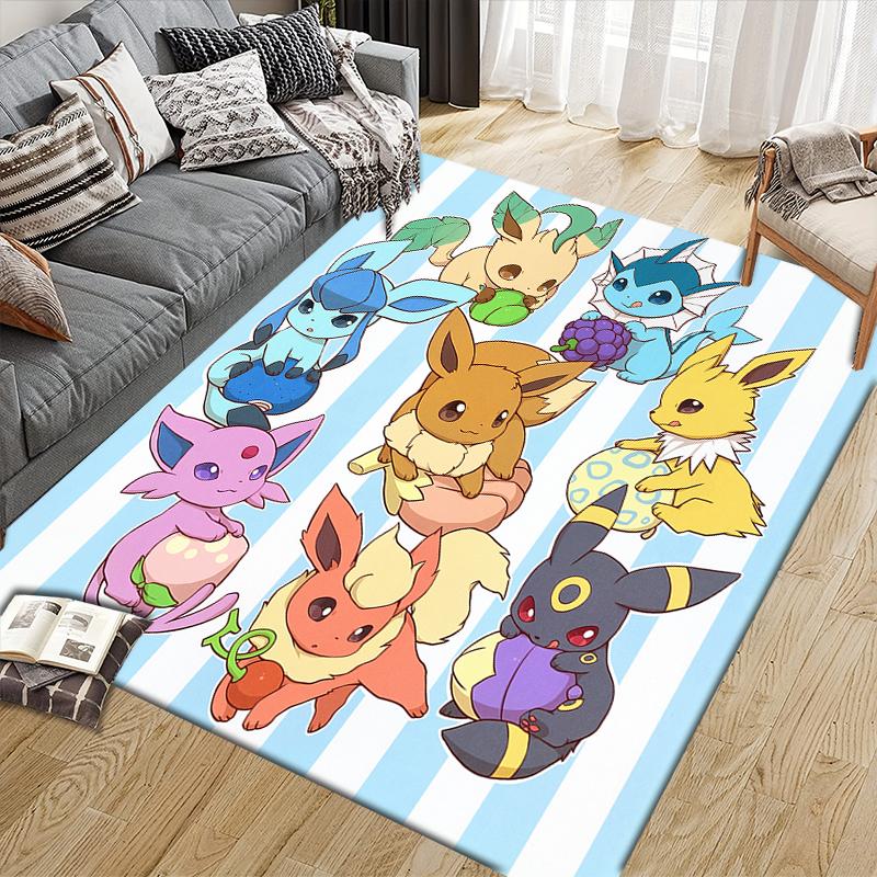 Eevee Pokemon2 Square Area Rug, Non-Slip Floor Mat for Home Decor, Perfect Gift for Eevee Fans.chl