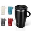 Кружка из нержавеющей стали с вакуумной изоляцией TYESO с крышкой, чернильно-черная, 400 мл, TS-8878, Идеально подходит для кофе, горячих или холодных напитков, Портативная, Идеальный подарок