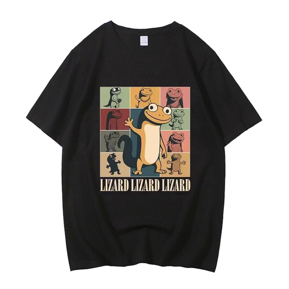 Fashion Lizard Meme Cartoon Graphic Tshirt Short Sleeve High Quality Cotton Tshirts Casual Funny Printing T Shirts Unisex Tees Top