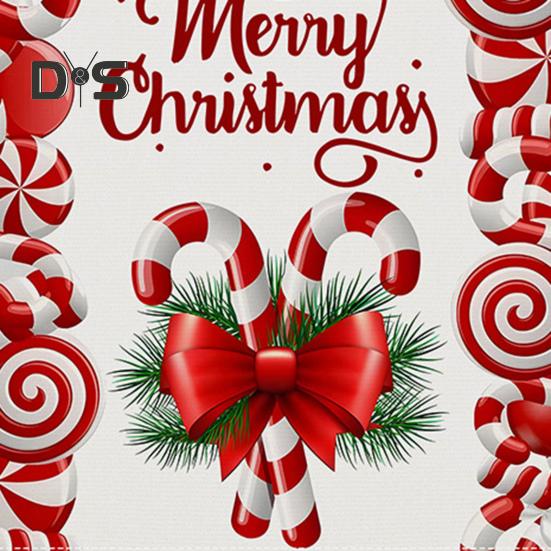 Рождественская дорожка для стола с принтом в виде конфет и букв, прямоугольная, простая в уходе, защита стола, праздничная атмосфера, банкеты, праздничные украшения для вечеринок, скатерть