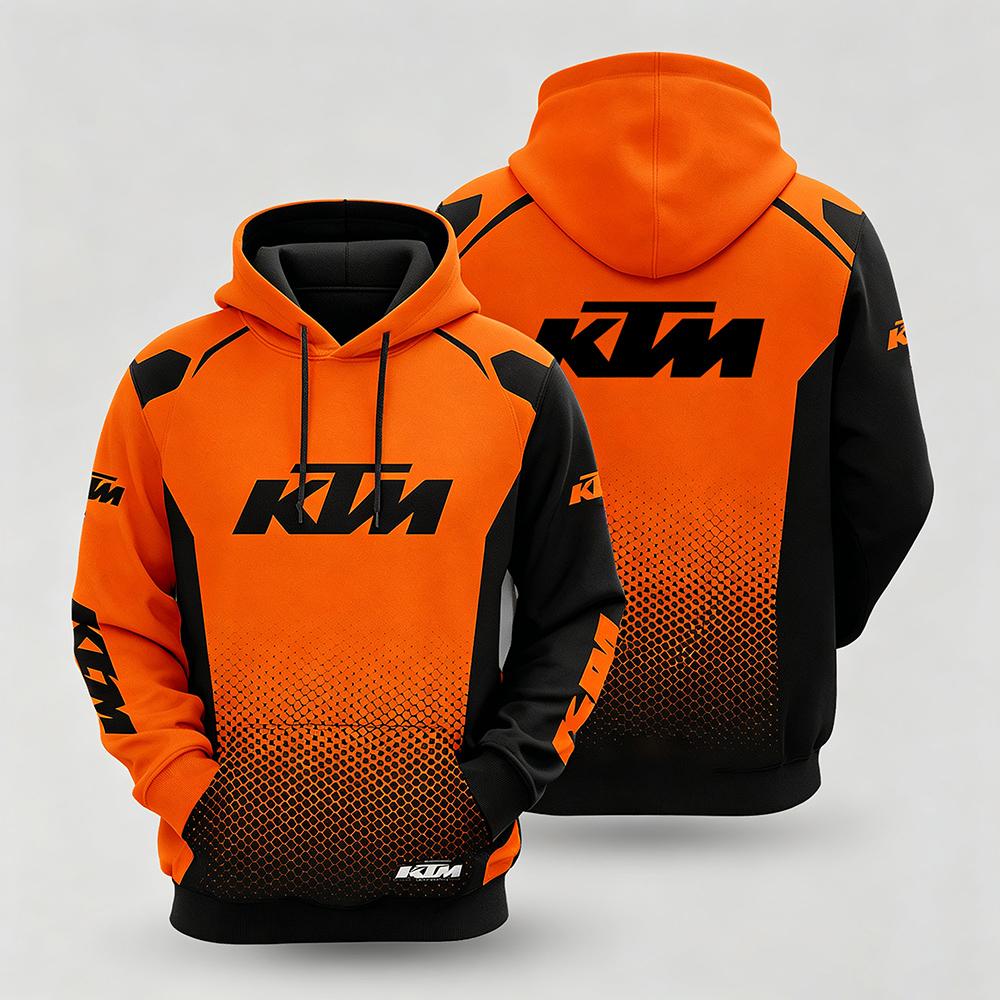 KTM Худи в гоночном стиле для мужчин и женщин, мотоциклетный стритвир, оверсайз, с черным и оранжевым принтом, худи-пуловер