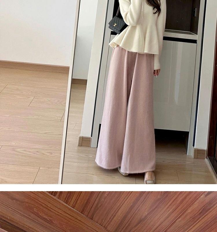 Осенне-зимний вязаный свитер и брюки широкого кроя для беременных