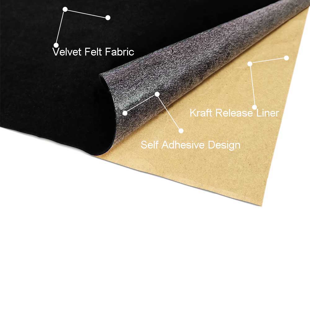 Self-Adhesive Velvet Fabric Sheets, 45x148cm Flocked Non-Woven Felt for Jewelry Box Liner, DIY Crafts, Decoration, Package - 19 Rich Colors For Choose