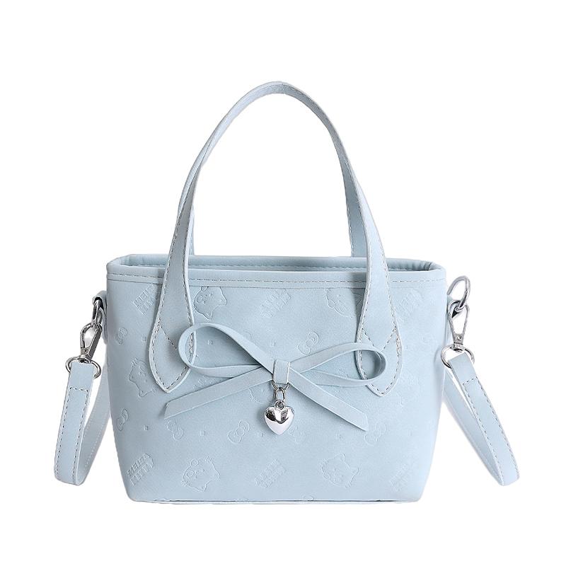 Fashion Women's Cute Bow Handbag Kawaii Sweet Mini Tote Bag PU Leather Top Handle Crossbody Cellphone Purse for Daily