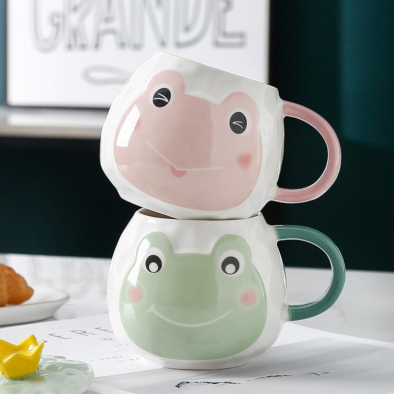 Creative and Personalized Ceramic Cup with Lid Mug Souvenir Cartoon Water Cup High Looking Household Cup with Spoon