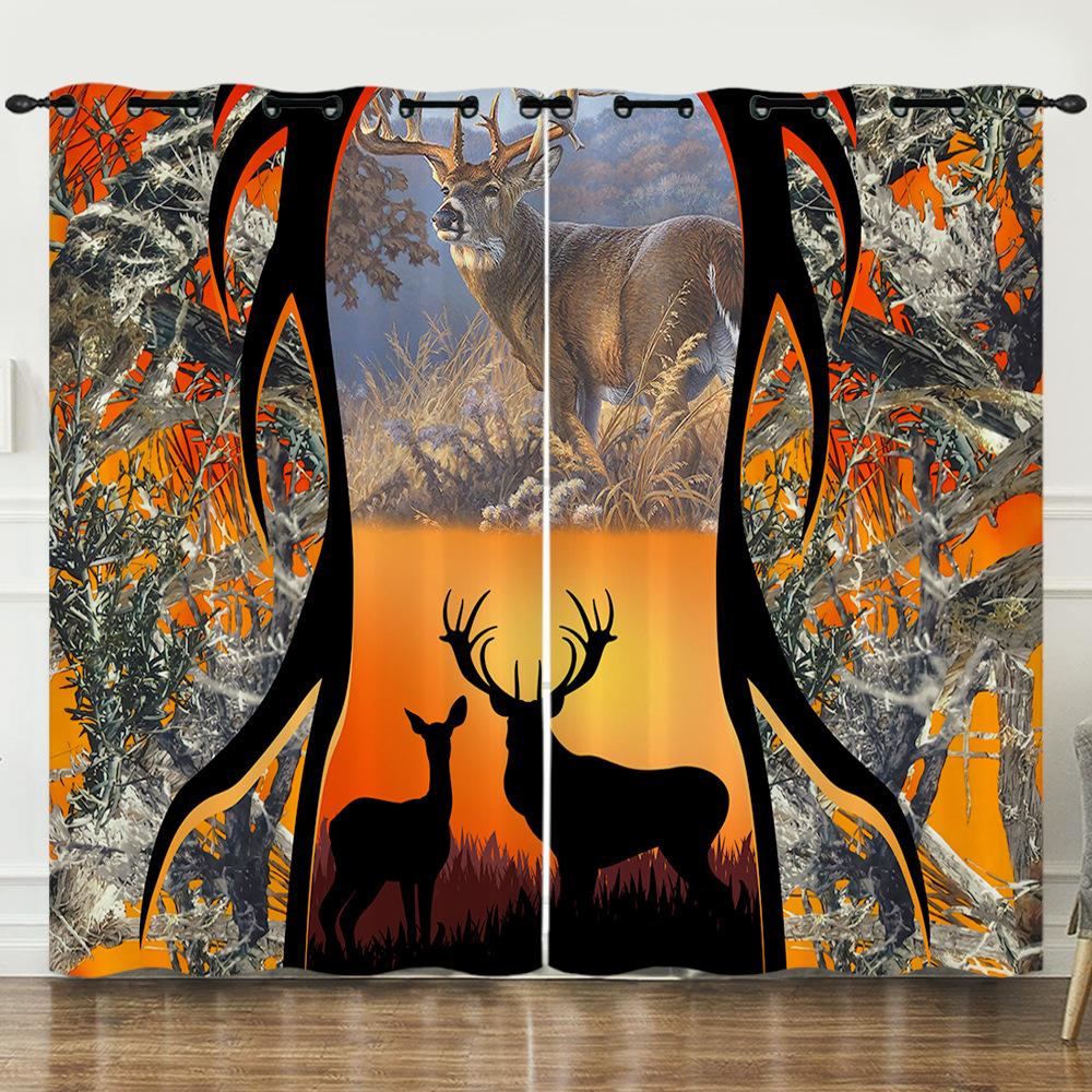 Штора Мультяшное Животное Олень Пейзаж Любовь 3D Цифровая Печать Блэкаут Штора На Люверсах