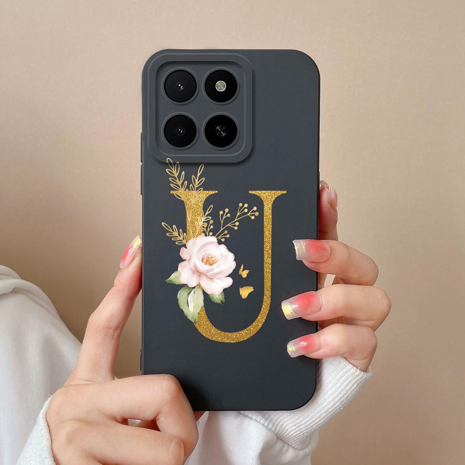 Для Honor X5B Plus X5 Чехол Простая Буква Имени Мягкий Гладкий Жидкий Силикон Ударопрочная Задняя Крышка Телефона Для Honor X 5 X5bPlus Capa