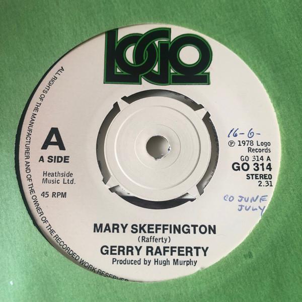 7-дюймовая пластинка GERRY RAFFERTY - Mary Skeffington GO314 Logo 1978 UK Рок Б/У