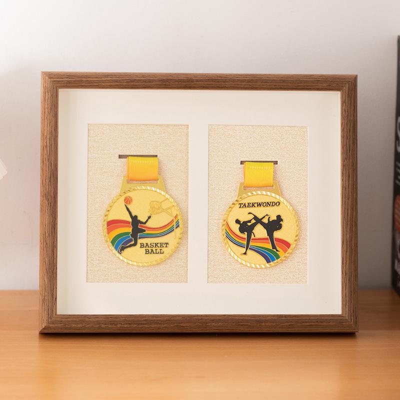 Wooden Medal Frame & Display: Marathon Tag Holder and Decorative Picture Frame