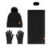 Hat Scarf Gloves Three Piece Set Winter Outdoor Velvet Warm Ear Protection Knitted Hat