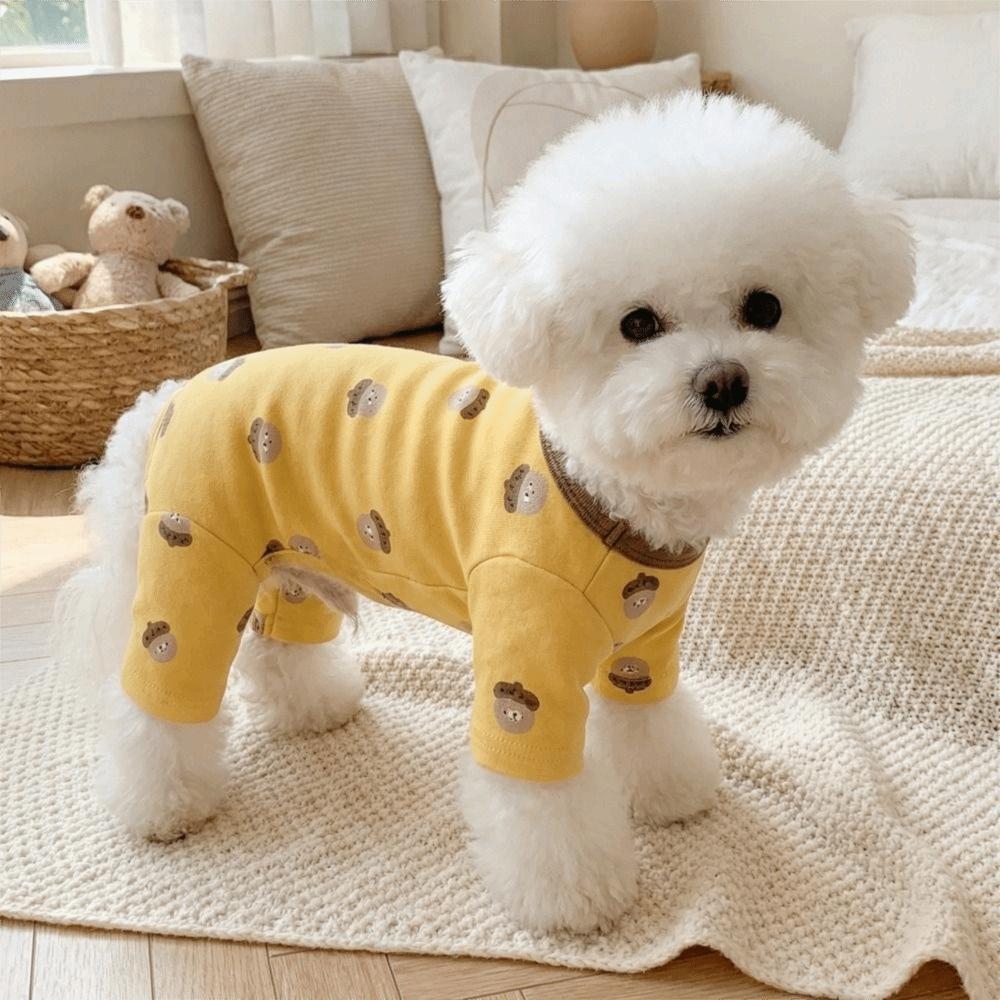 Cartoon Printed Dog Base Coat Warm Dog Jumpsuit Cute Dog Home Clothing Casual Wear