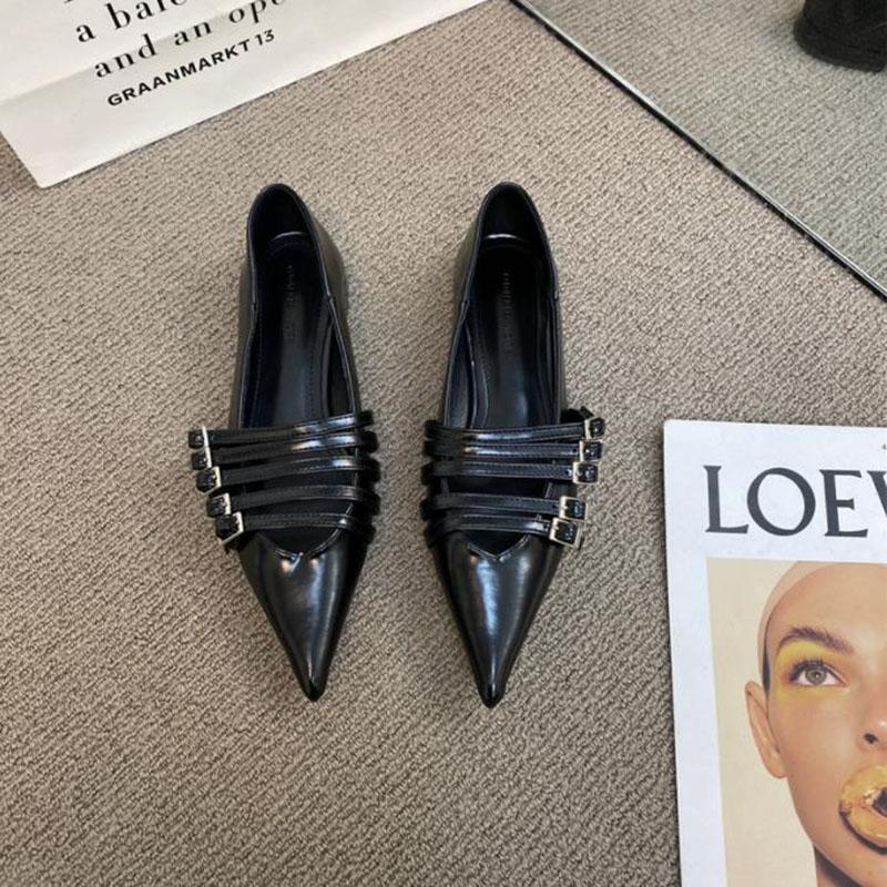 Модные женские туфли на плоской подошве 2024 года, дизайнерские роскошные туфли с пряжкой, модные женские туфли на плоской подошве с открытым носком, повседневные женские сандалии-мюли