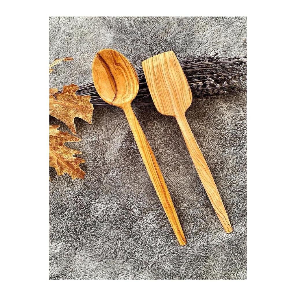 Деревянная оливковая деревянная сервировочная ложка и лопатка ручной работы сервировочный набор столовая ложка кухонная утварь