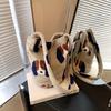 2025 Niche Designer Retro Leopard & Flower Cartoon Plush Messenger Bucket Bag
