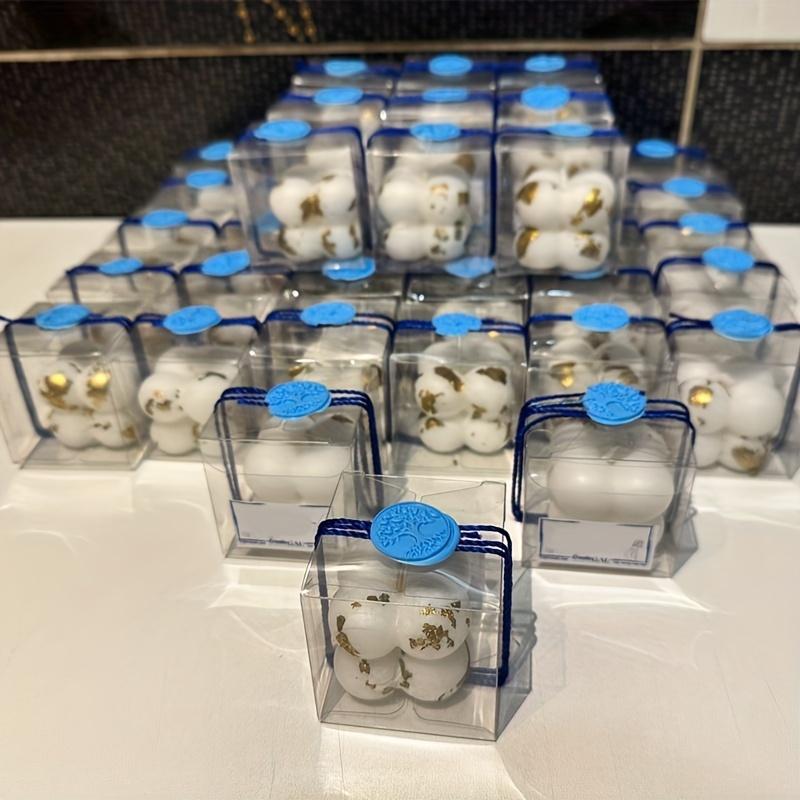 50 шт., прозрачная подарочная коробка, упаковка для свечей, подарочная коробка 5*5*5 см, ПВХ, свадебная коробка конфет, товары для свадебной вечеринки, подарочная упаковка