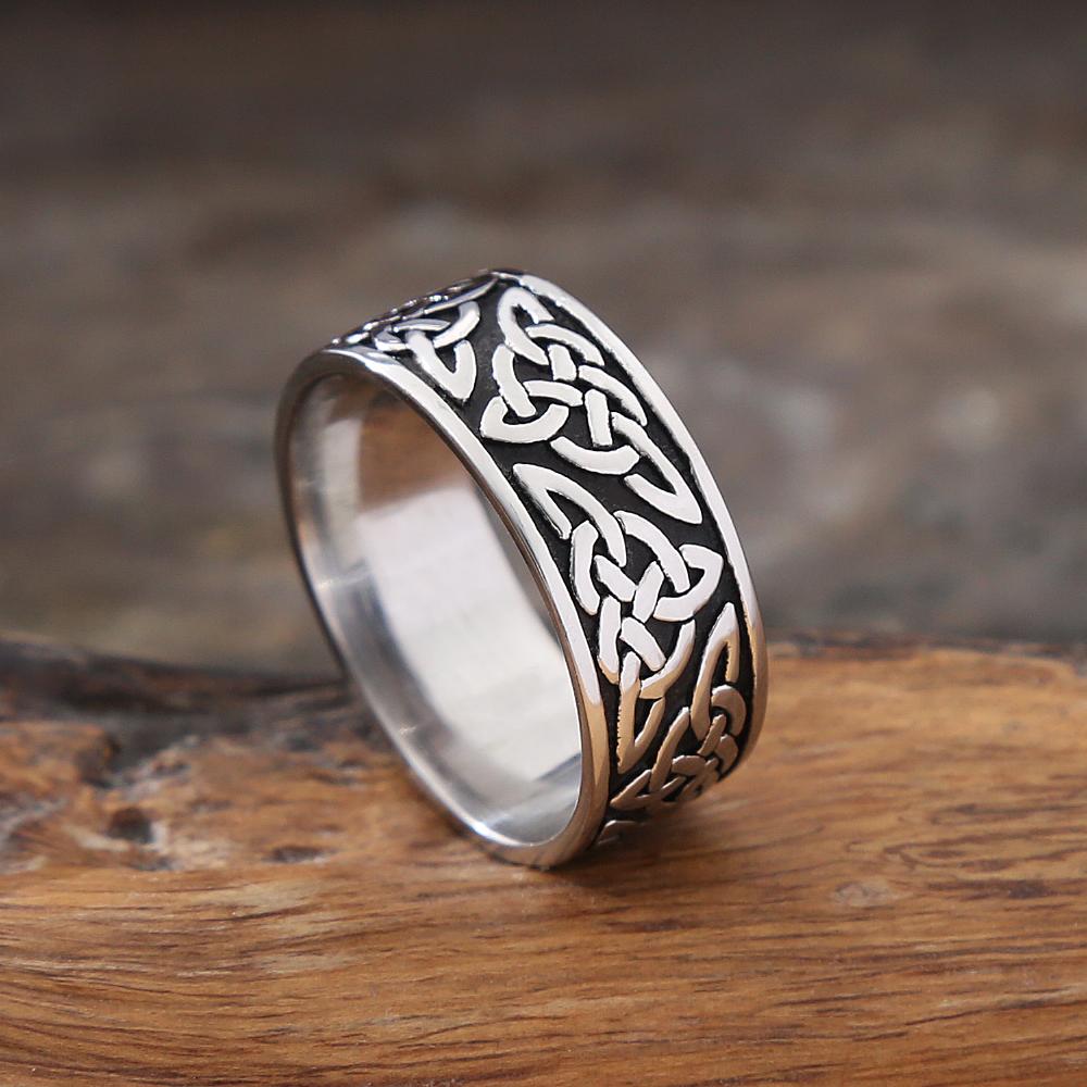 Винтажное кольцо Celtics Spiral Knot для мужчин и женщин, панк-нордическое кольцо из нержавеющей стали 316L, викинг, байкерский амулет, ювелирное изделие, размер 7-13