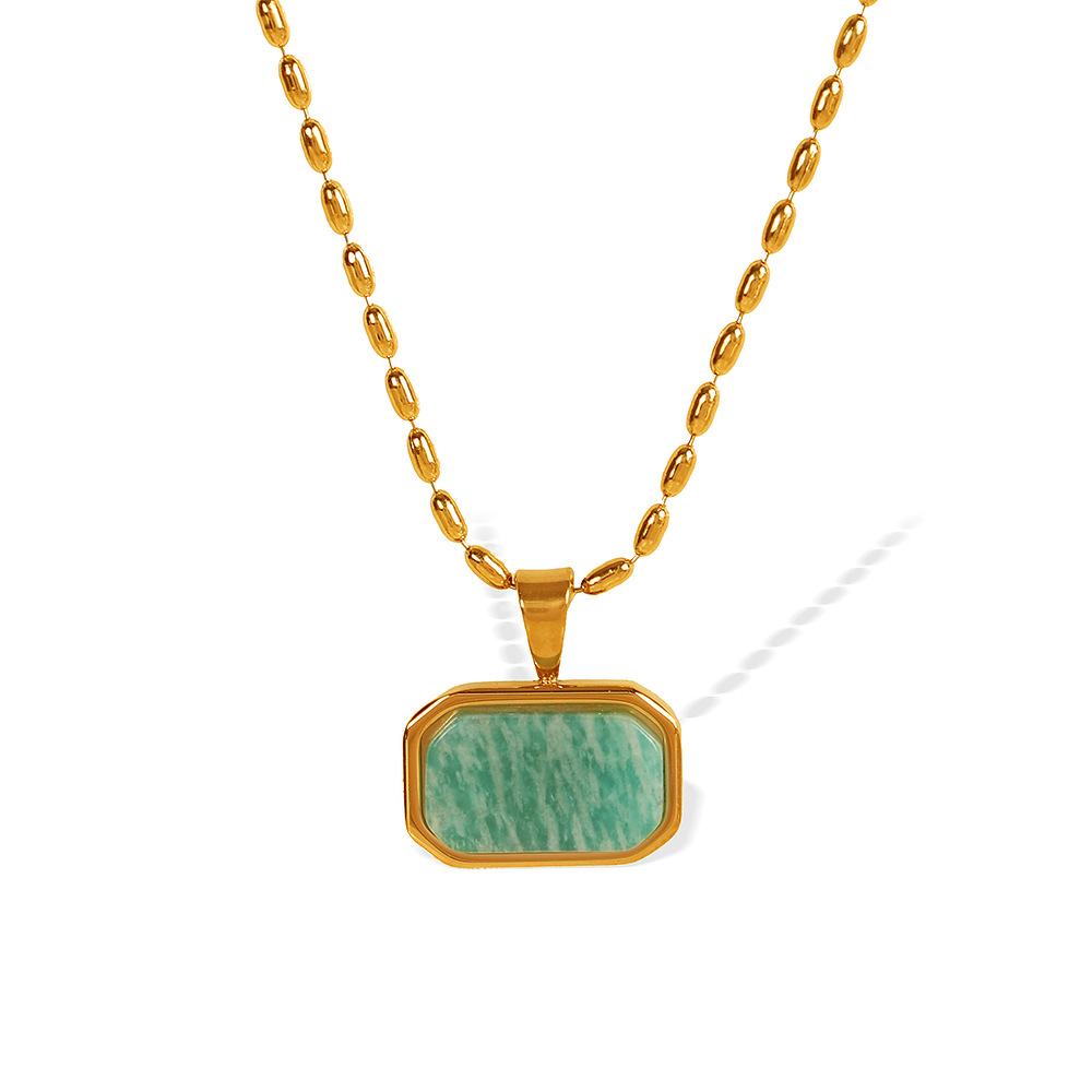 Yori Fashion Натуральный камень Подвеска Ожерелье Позолота 18K Гипоаллергенная Нержавеющая сталь Повседневное ношение Украшения Новое
