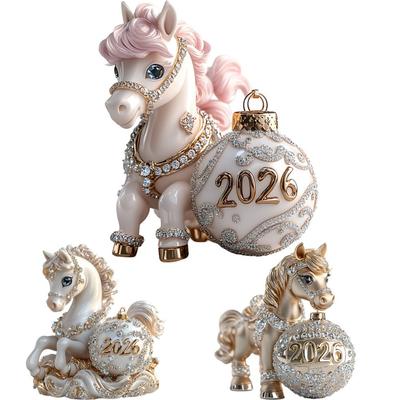 Белая лошадь Машина Лошадь Подвеска Мультяшное Украшение на Рождественскую елку Navidad Decor