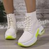 Fashion Fashion Thick Bottom Air Cushion Ankle Boots Women 2025 Winter Round Toe Wedge Heel Lace Up Boots Soft Chunky Platform Booties