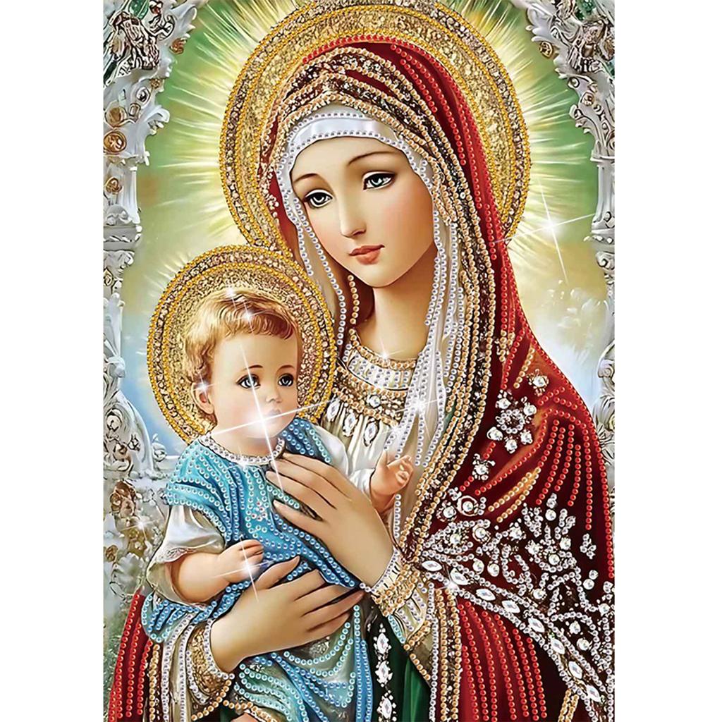Virgin Mary Partial DIY 5D Special Shaped Drill Diamond Painting Kit for Adults/Beginners Gift Idea Home Decor 30x40cm