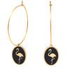 [Q2474] - Black Gold 'Flamingo' Steel Designer Hoop Earrings - 33 Mm - 18x14 Mm