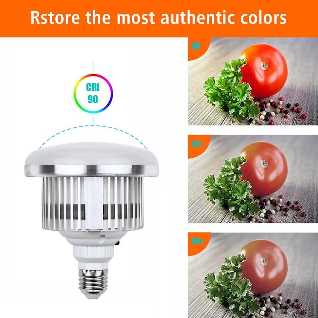 85W LED Light Bulb 3000K-6500K Photography Lamp Bulb Energy-saving Adjustable Brightness E27 Mount